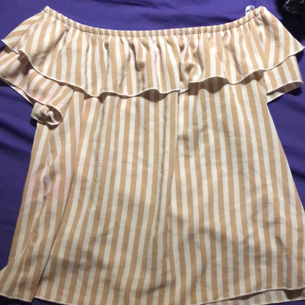 Off the shoulder cream blouse
